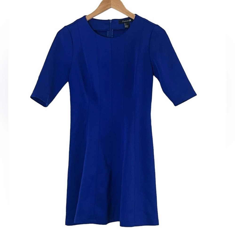 Forever 21 | Blue short sleeve crew neck mini swing skater dress size sm…